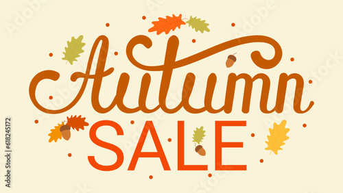 Text banners of the autumn sale for the September shopping promotion or the autumn discount in the store.