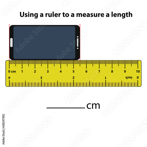 Measuring length in centimeters with the ruler. Education developing worksheet. Game for kids. Puzzle for children. Vector illustration. cartoon style.