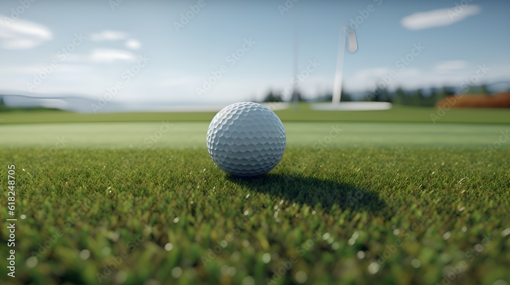 white golf ball on the grassy fairway of a golf course in summer time, room for copyspace white golf ball on the grassy fairway of a golf course in summer time, room for copyspace