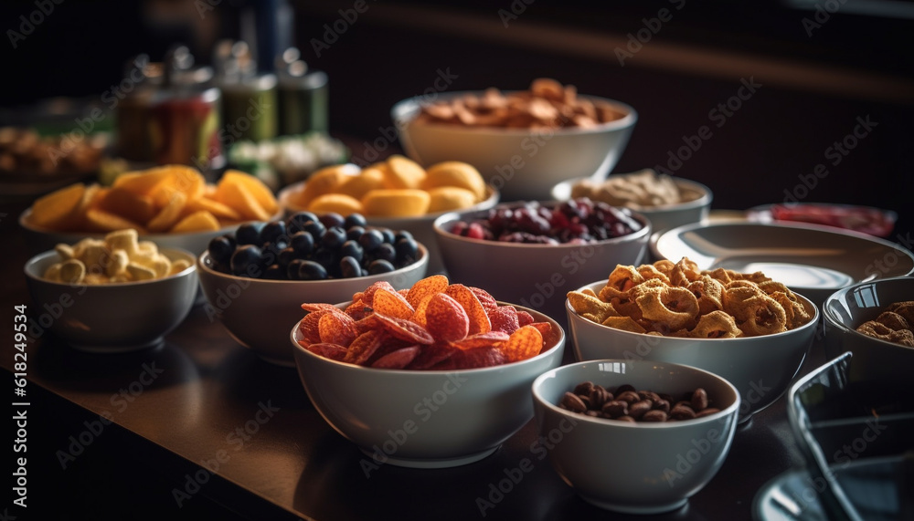 Organic fruit bowl offers healthy gourmet indulgence generated by AI Organic fruit bowl offers healthy gourmet indulgence generated by AI