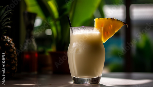 Sweet pineapple cocktail, a tropical summer refreshment generated by AI