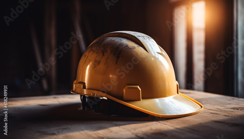 Protective headwear for construction workers in military generated by AI