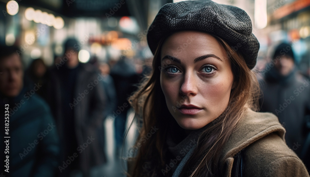 Smiling young women in warm winter fashion generated by AI Smiling young women in warm winter fashion generated by AI
