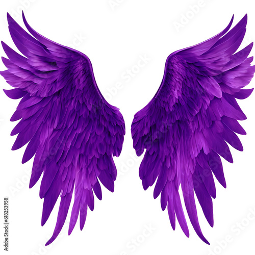 purple wings angel isolated on transparent white background - Generative AI	