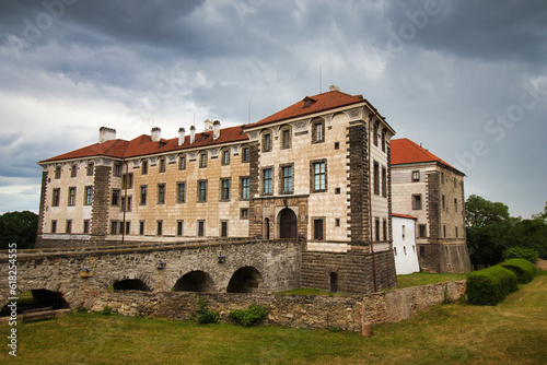 Nelahozeves Chateau, finest Renaissance castle during summer storm, Czech Republic. © LupCOMP96