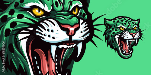 Zombie Cheetah Logo: Black and Green Mascot Illustration for Sport and E-Sport Teams