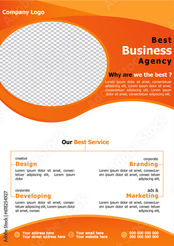 Modern and Creative Business Flyer design template with grandiant color. Vector illustration.