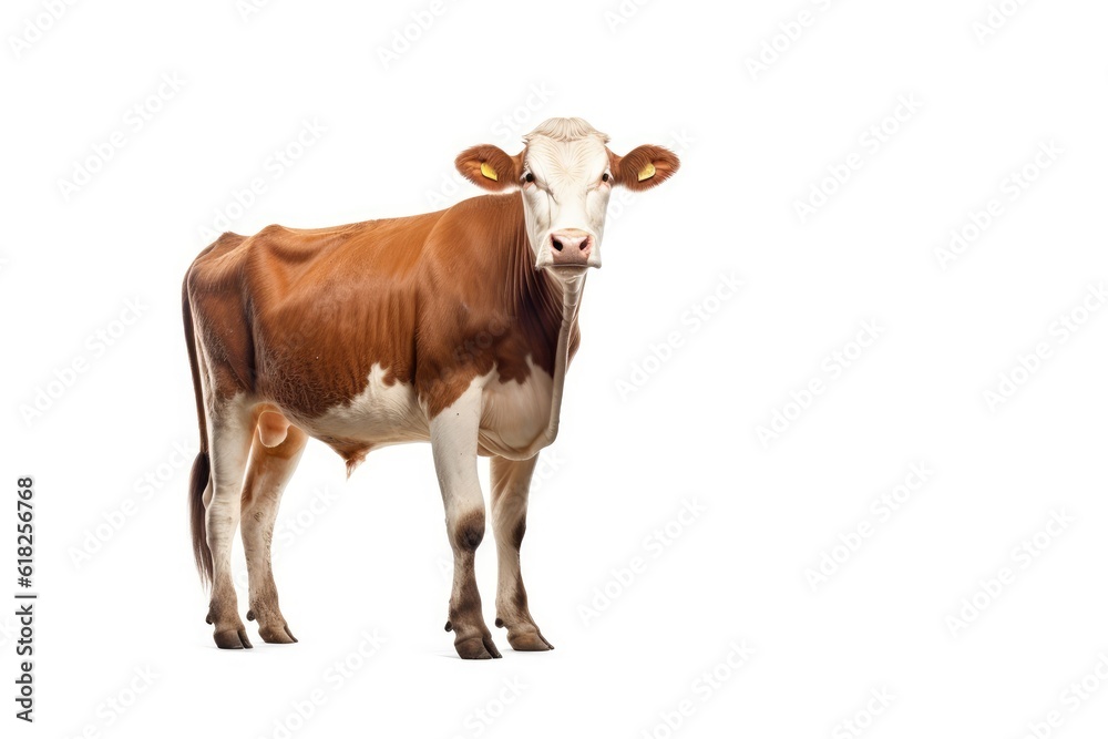 Cow full body white isolated background