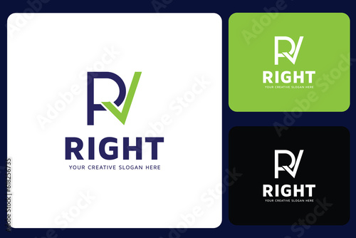 R Right Or P Check Logo Design Template