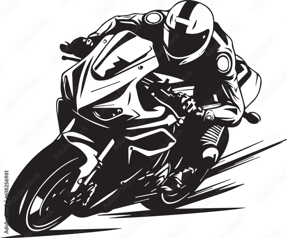 Fototapeta premium vector motorcycle silhouette rider guy on white background