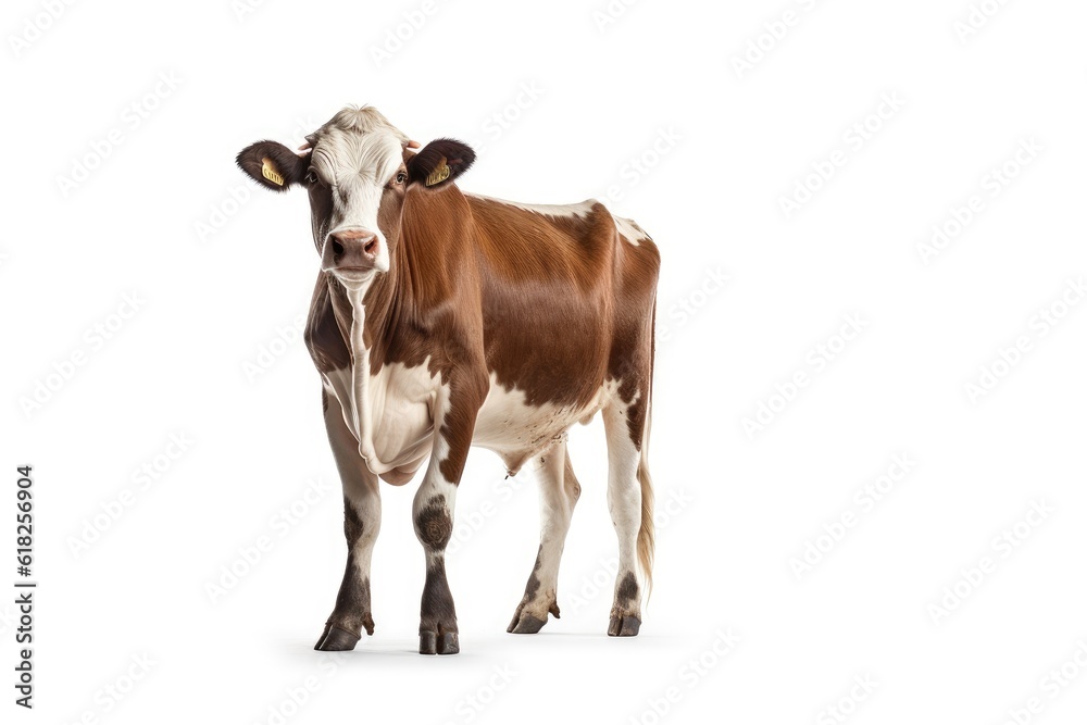 Cow full body white isolated background