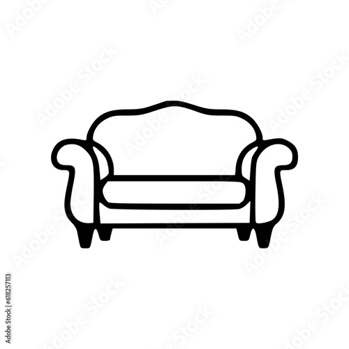 Armchair black outline vector illustration