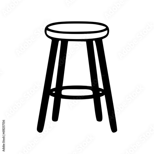 Bar stool black outlines vector illustration