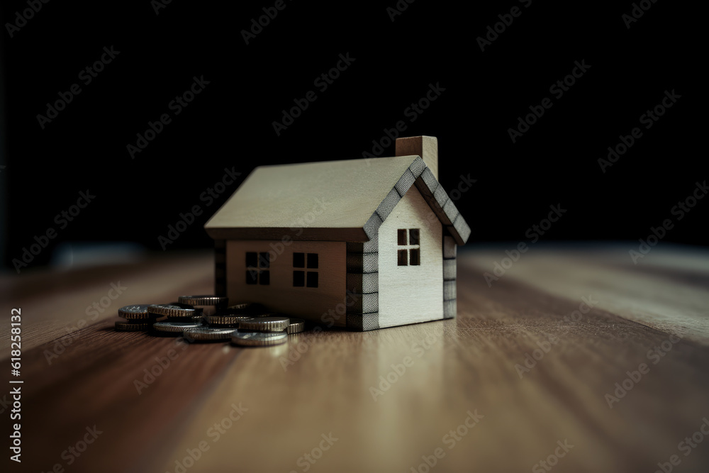 Small house model, mortgage and home protection concept, AI Generated Small house model, mortgage and home protection concept, AI Generated