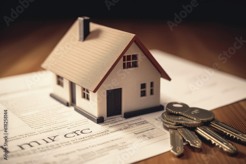 Small house model, mortgage and home protection concept, AI Generated