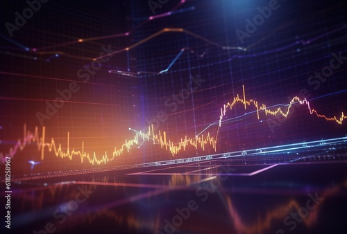 Digitally generated currency and exchange stock chart for finance and economy based