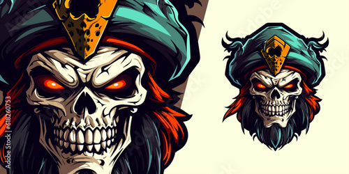 Zombie Skull Face Pirate Logo Mascot: Bold Illustration Vector for Sport and E-Sport Teams