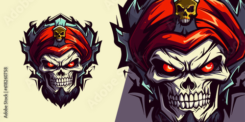 Illustration Vector for Sport and E-Sport Teams  Fierce Zombie Skull Face Pirate Logo Mascot