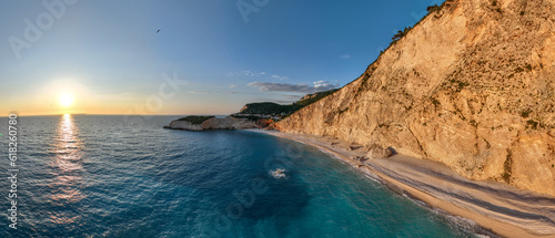 Porto Katsiki beach on the island of Lefkada in Greece - Sunset