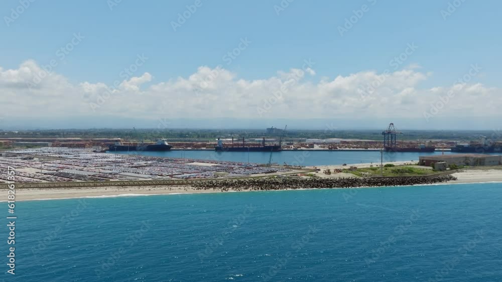 Gigantic trading port with cargo ships Gigantic trading port with cargo ships