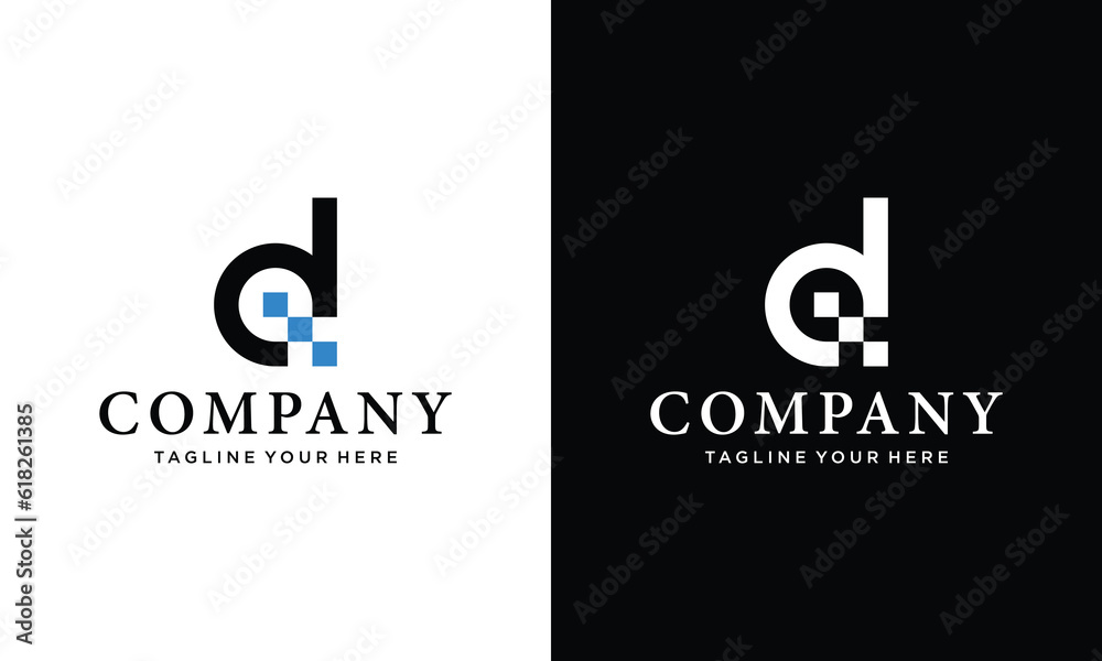 Abstract Initial Letter D technology Logo.on a black and white background. Abstract Initial Letter D technology Logo.on a black and white background.