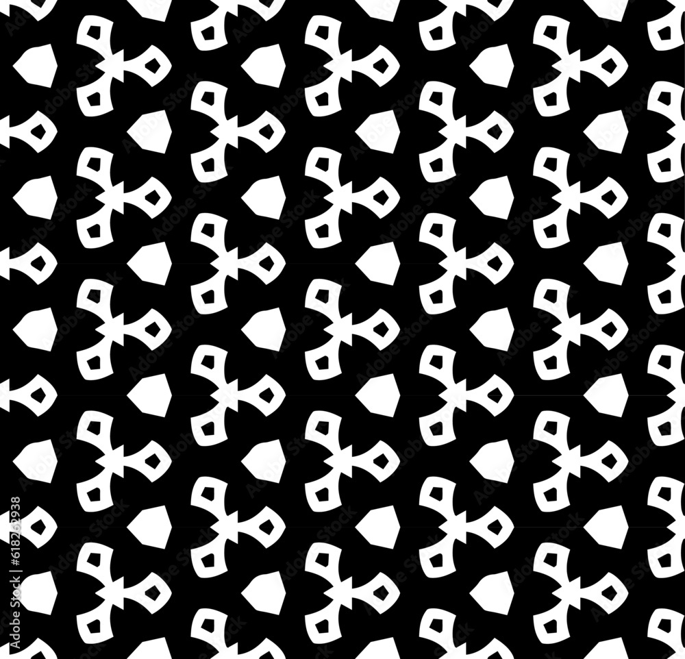 Black and white seamless pattern texture. Greyscale ornamental graphic design. Mosaic ornaments. Pattern template. Vector illustration. EPS10.