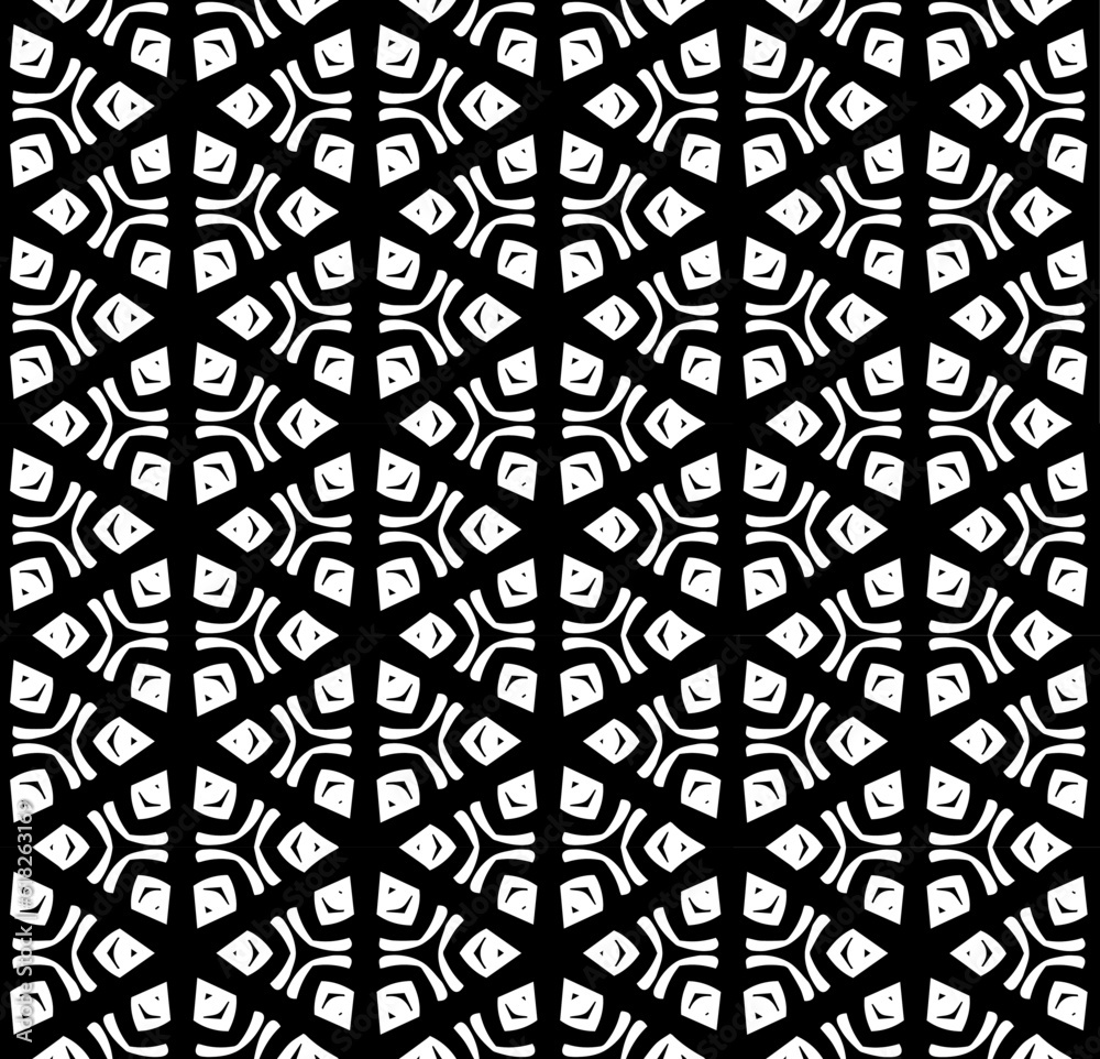 Black and white seamless pattern texture. Greyscale ornamental graphic design. Mosaic ornaments. Pattern template. Vector illustration. EPS10. Black and white seamless pattern texture. Greyscale ornamental graphic design. Mosaic ornaments. Pattern template. Vector illustration. EPS10.