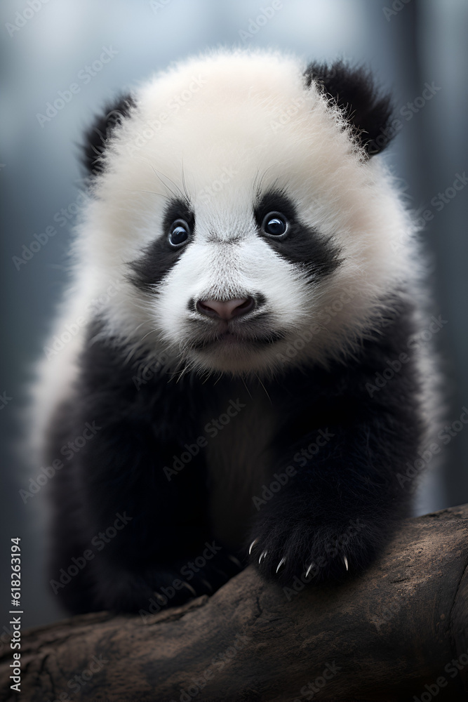 close up of baby panda