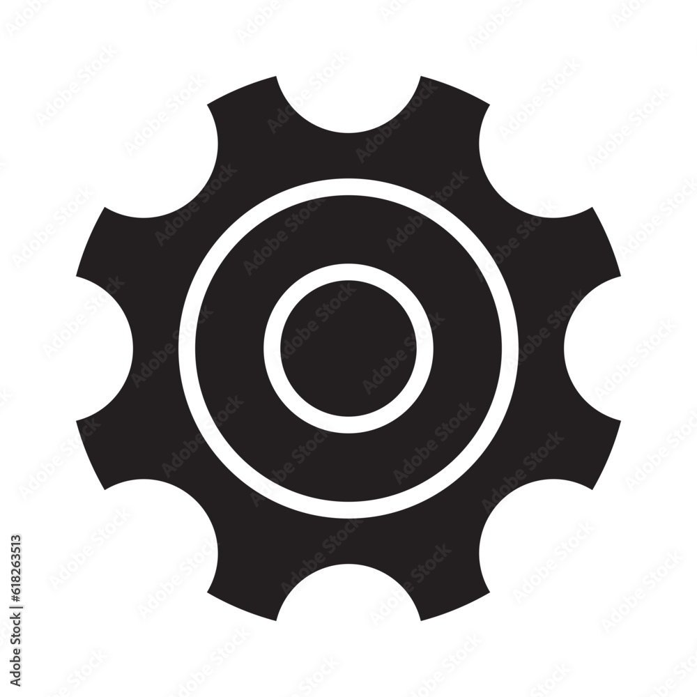 Configuration gear icon sign symbol. Vector cogwheel settings. Black filled transmission service tool of mechanical progress in industrial sprocket rotation motion. Technical repair part machinery Configuration gear icon sign symbol. Vector cogwheel settings. Black filled transmission service tool of mechanical progress in industrial sprocket rotation motion. Technical repair part machinery