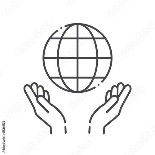 地球を守るように両手を差し出す人の手のアイコン - エコロジーやSDGs･グローバルのイメージ素材
