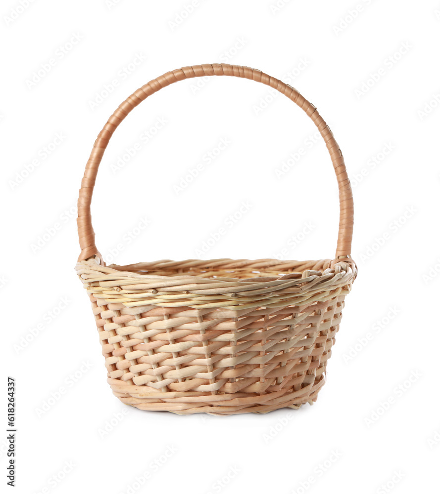 Empty Easter wicker basket isolated on white Empty Easter wicker basket isolated on white