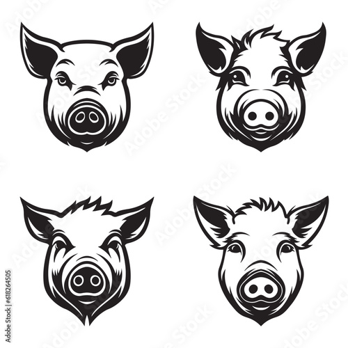 Pig logo set - Premium design collection - Vector Illustration