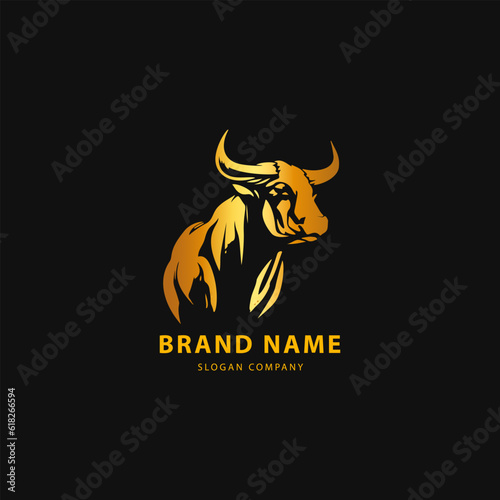 Bull logo. Premium logo for steakhouse, steakhouse or butchery. Abstract stylized cow or bull head with horn symbol. Creative steak, meat or milk icon symbol.