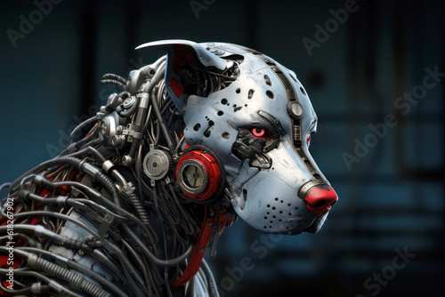 Cyborg Hund mit Roboter Technik, KI-generierter Inhalt