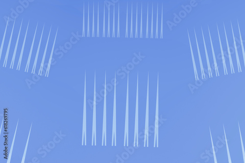 Vertical needles on blue background, abstract