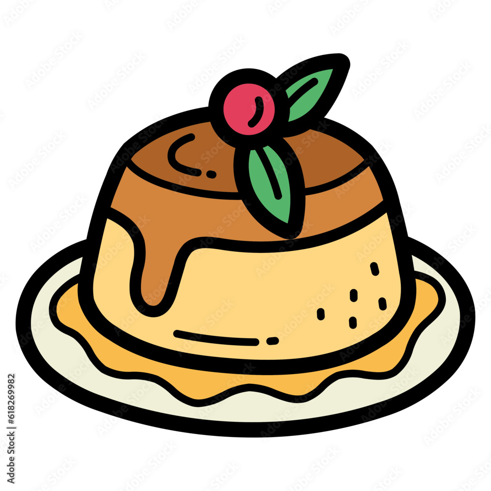 pudding filled outline icon style pudding filled outline icon style