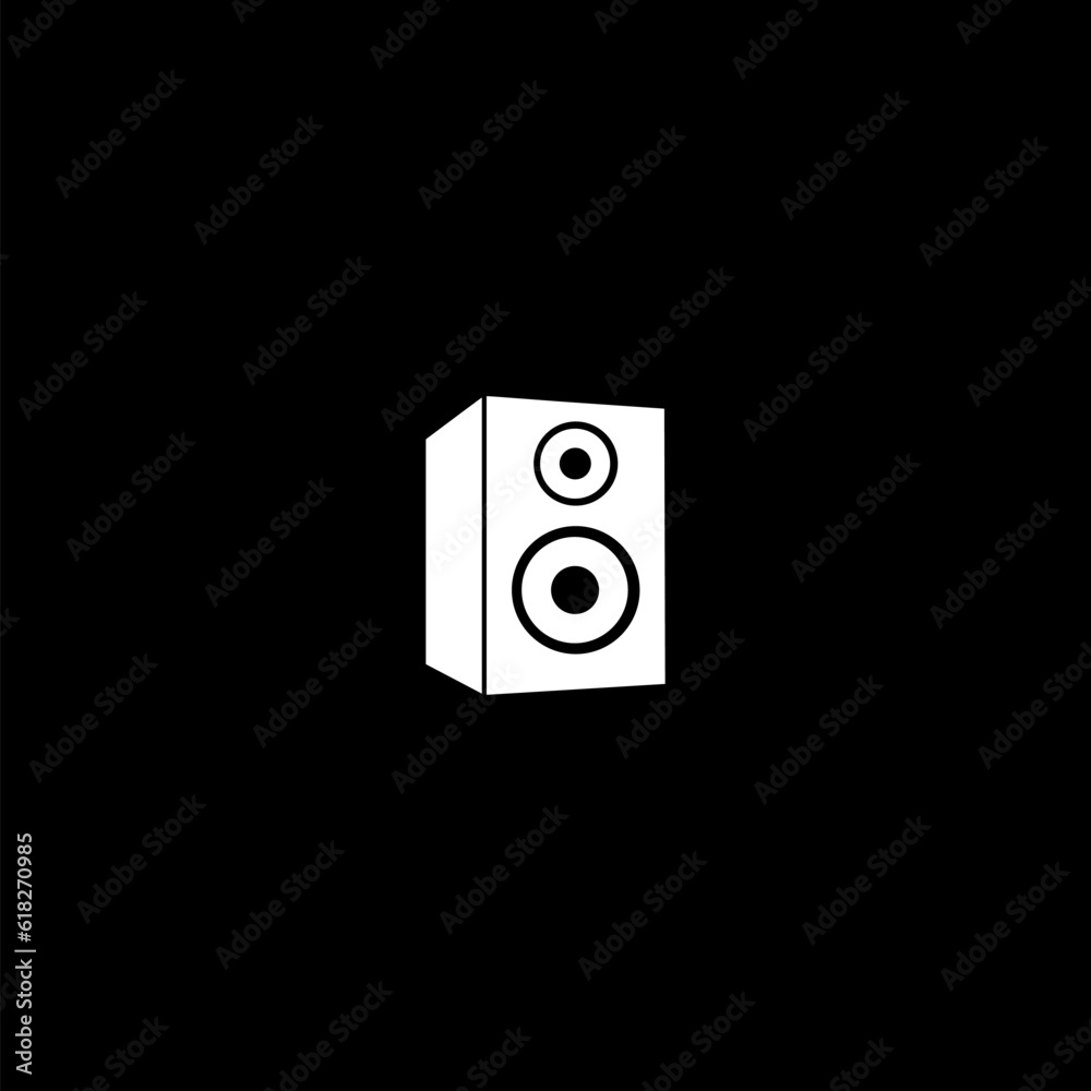 Stereo speaker icon isolated on black background. Stereo speaker icon isolated on black background.