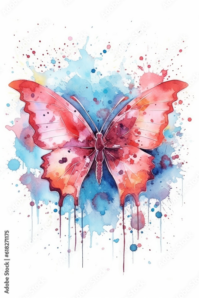 Dainty butterfly with delicate wings watercolor. AI generated