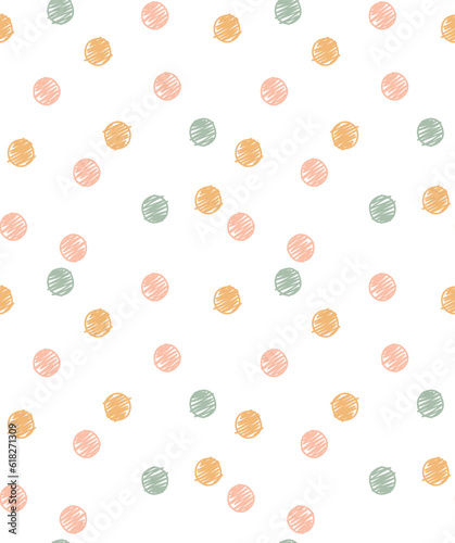 Fototapeta Naklejka Na Ścianę i Meble -  Vector seamless pattern with colorful circles. Doodle children hand drawn design pastel background