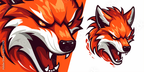Powerful Vector Graphic: Unleash the Aggressive Fire Fox Logo Mascot for Teams