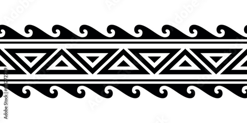Maori polynesian tattoo bracelet. Tribal sleeve seamless pattern vector. Samoan border tattoo design fore arm or foot. Armband tattoo tribal. band fabric seamless ornament isolated on white background