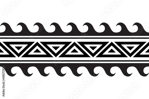 Maori polynesian tattoo bracelet. Tribal sleeve seamless pattern vector. Samoan border tattoo design fore arm or foot. Armband tattoo tribal. band fabric seamless ornament isolated on white background