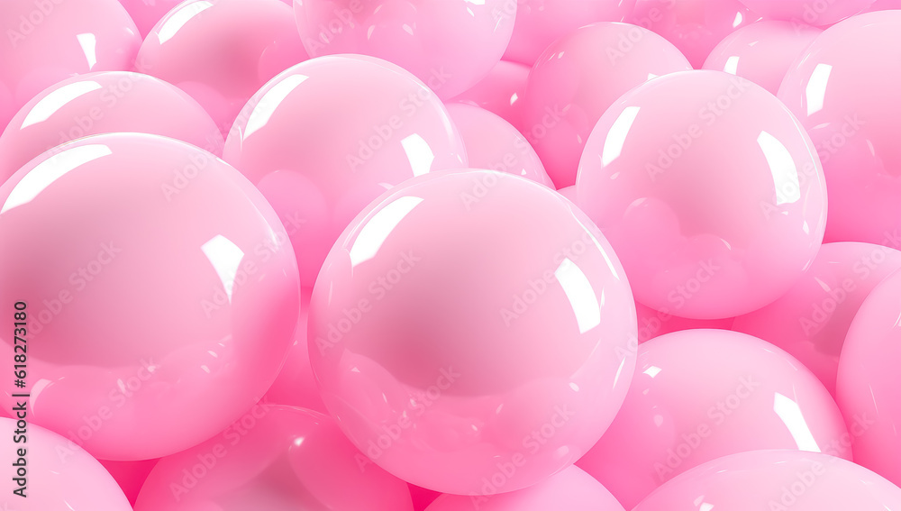 pink balloon spheres abstract background in the style of minimalist backgrounds.