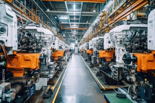 inside factory of cars a lot of machines AI Generated