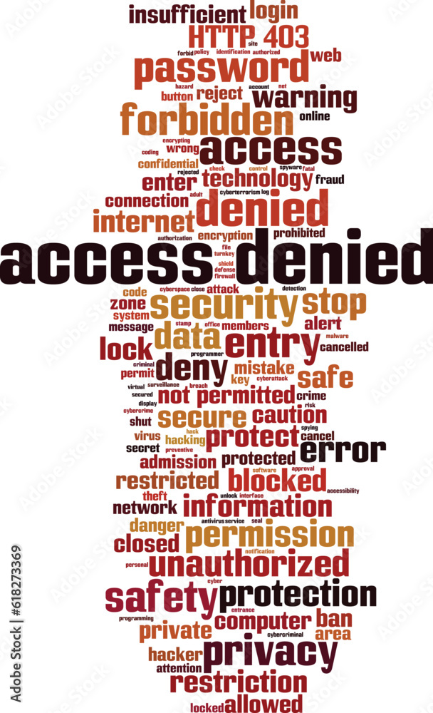 Access denied word cloud concept. Collage made of words about access denied. Vector illustration 