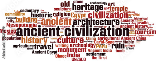 Ancient civilization word cloud concept. Collage made of words about ancient civilization. Vector illustration 