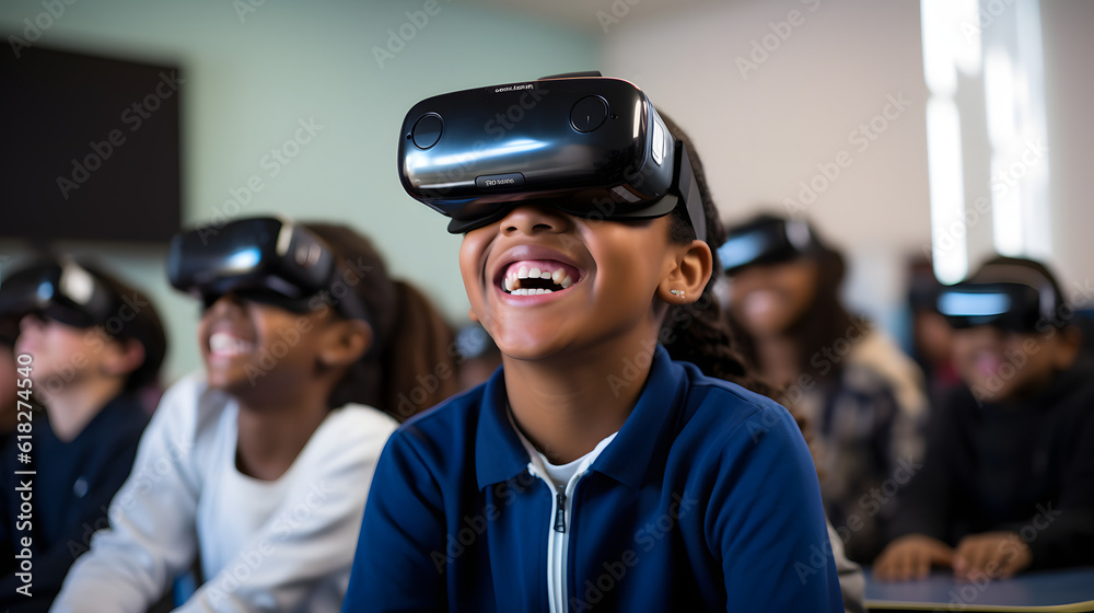 group of students engaging with an interactive virtual reality educational program group of students engaging with an interactive virtual reality educational program