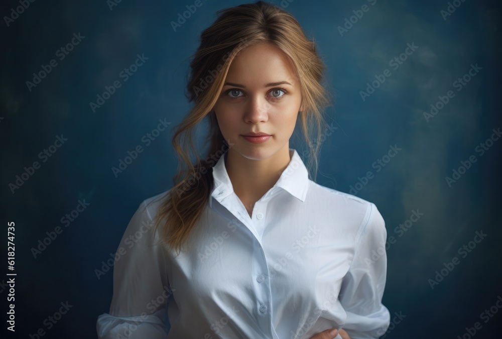 a girl in a white shirt in a photo studio a girl in a white shirt in a photo studio