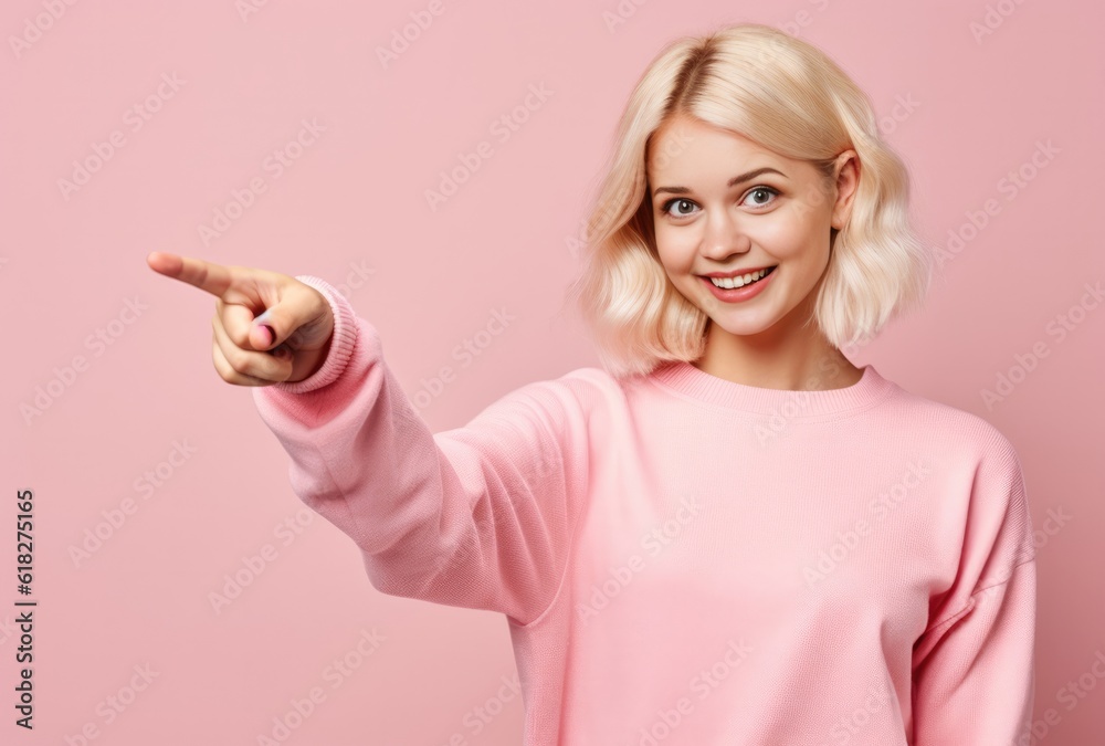 full of emotion confident young blonde woman pointing full of emotion confident young blonde woman pointing