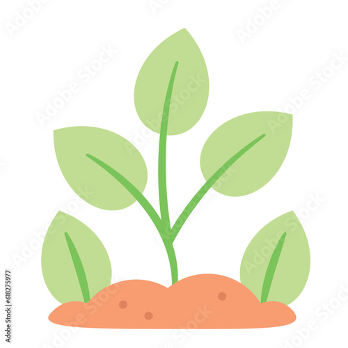 Isolated little green leaf planted on soil icon Vector illustration